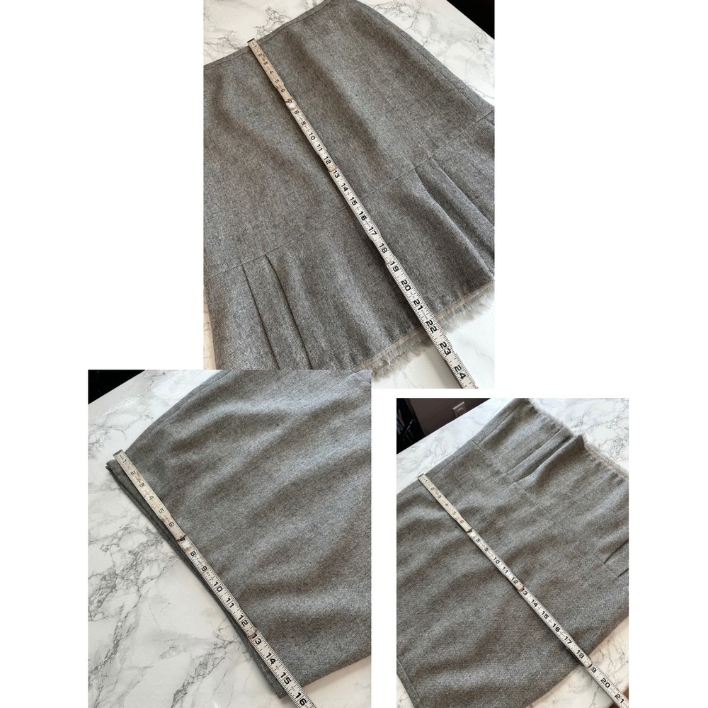 WHBM Light Gray Herringbone Wool Blend Fringe Skirt Suit Set Women's Size 6 Y2K - Picture 14 of 14
